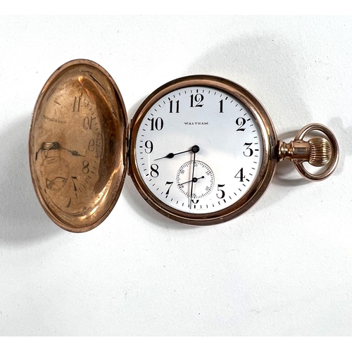 651 - A gent’s keyless hunter pocket watch by Waltham, the case stamped ‘Warranted 10K US Assa... 