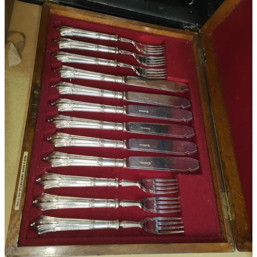 76 - A quantity of silver plated cutlery; a stainless steel set; etc.