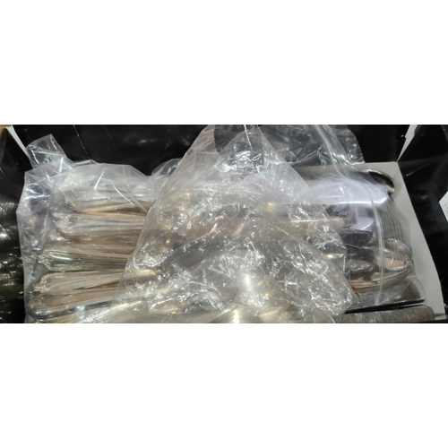 76 - A quantity of silver plated cutlery; a stainless steel set; etc.