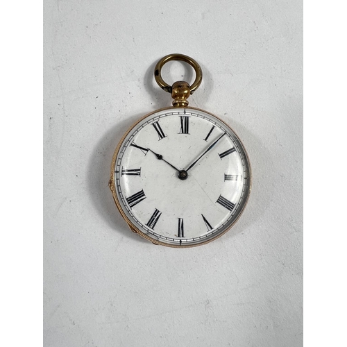 693 - A 19th century ladies fob watch, continental, the case marked '18K'