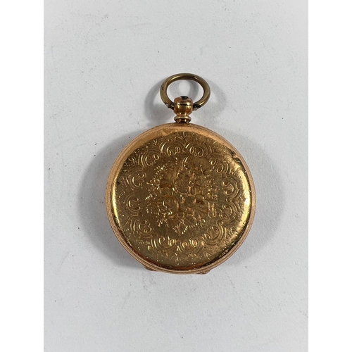 693 - A 19th century ladies fob watch, continental, the case marked '18K'