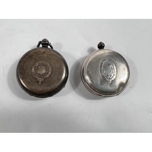 694 - Two 19th century silver cased pocket watches