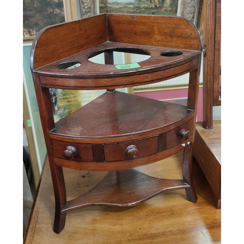 899 - An unusual 19th century apprentice piece in the form of a corner fitting wash stand with 3 drawers, ... 