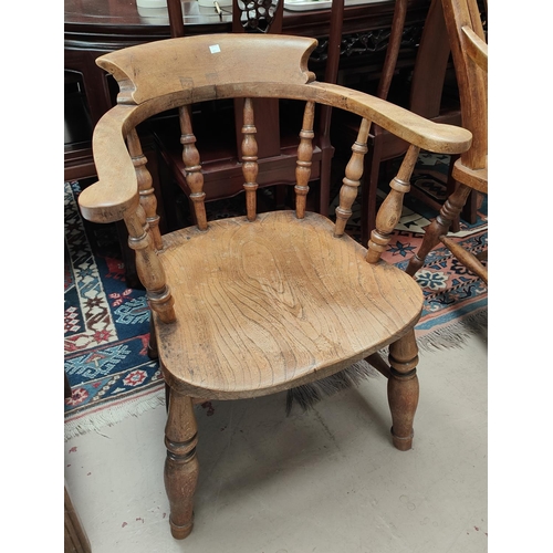 927 - Two 19th century smokers bow armchairs (a.f.)