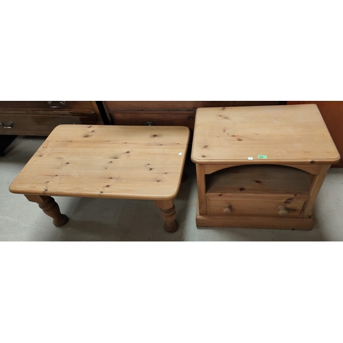 954 - A pine rectangular coffee table; a similar occasional table