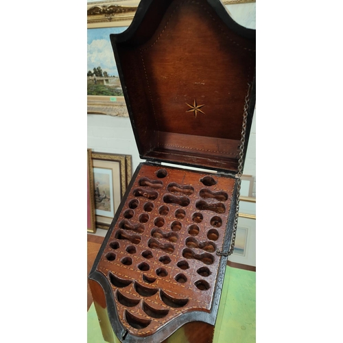 961 - A George III figured mahogany knife box with slope front, inlaid decoration and original fitted inte... 