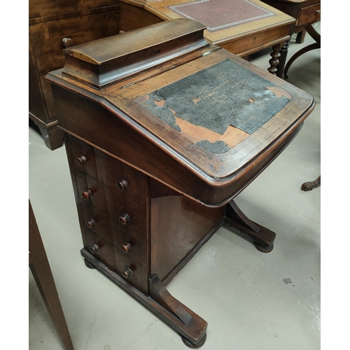 995 - A mahogany Davenport with inlaid decoration, drawers to one side with four drawers on the other