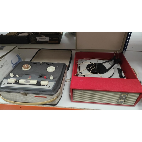 191A - A vintage record travel record player and a Philips reel to reel tape recorder