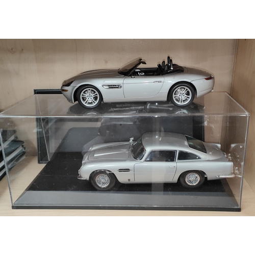 97A - 5 James Bond Scale Auto Art Cars from various eras    including Aston Martin etc