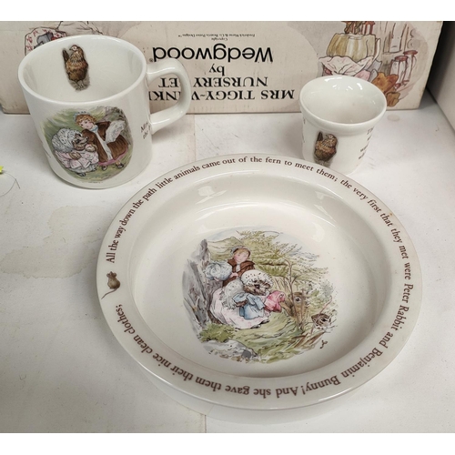 573a - a Wedgwood Mrs Tiggywinkle nursery set, boxed