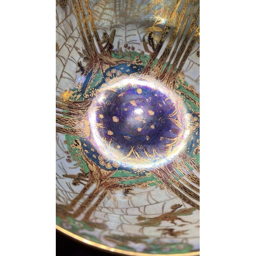 530 - A large Wedgwood Fairyland lustre Imperial style bowl, Poplar Tree pattern to exterior and Woodland ... 