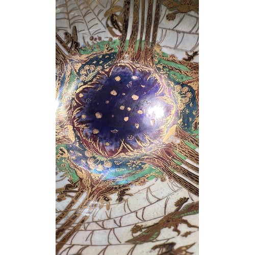 530 - A large Wedgwood Fairyland lustre Imperial style bowl, Poplar Tree pattern to exterior and Woodland ... 