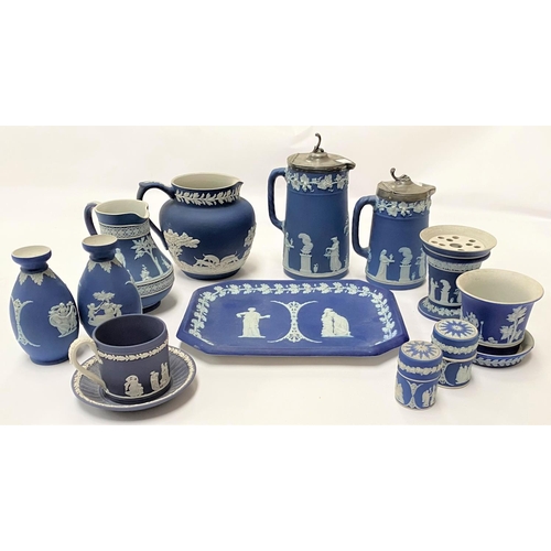 521 - A selection of Wedgwood Jasperware including vases, trinket boxes etc