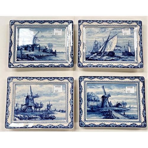 531 - A large Delfts Boch blue & white plaque 39.5cm, 4 Delft rectangular plaques; 2 sets of blue &... 