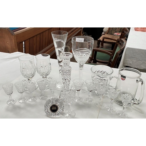 534 - Two Waterford crystal goblets and a clock; glassware