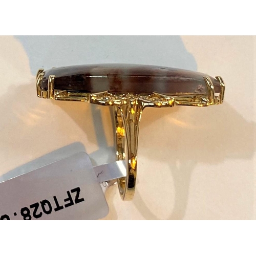 672 - Two 9 carat gold dress rings:  1 set large square aquaprase, the other with very large rectangu... 