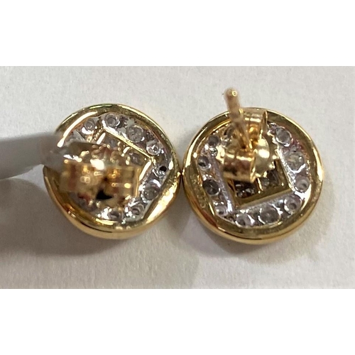 675 - A pair of 9 carat gold earrings with multi diamonds in circular settings, diamonds 0.5 carat