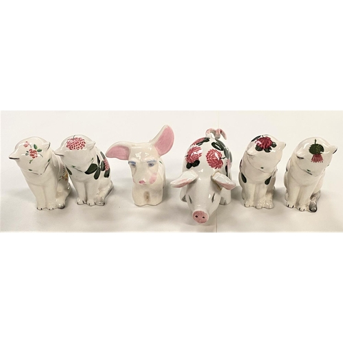 606a - Six Wemyss small Plichta animals:  4 cats; dog & pig