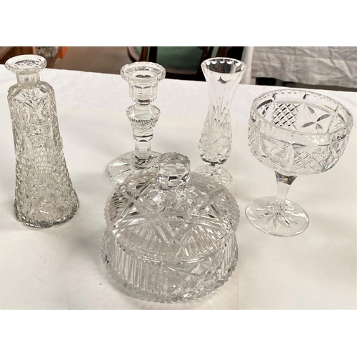 541 - A selection of cut glass vases, bowls, glasses etc.