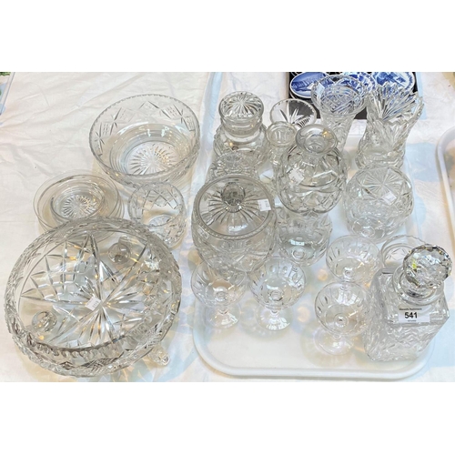 541 - A selection of cut glass vases, bowls, glasses etc.