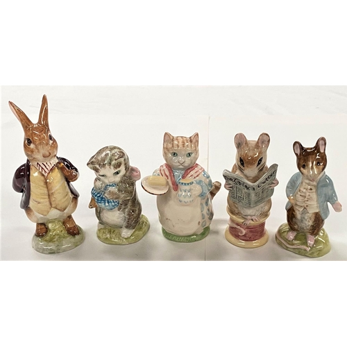 553 - 9 Beswick Beatrix Potter figurines, including: Timmy Willie, Old Mr Bouncer, Johnny Town Mouse, etc.