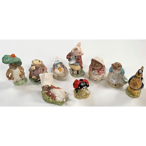 557 - 8 Royal Albert Beatrix Potter figurines, including: Mother Ladybird, Sally Henny Penny, Benjamin Wak... 