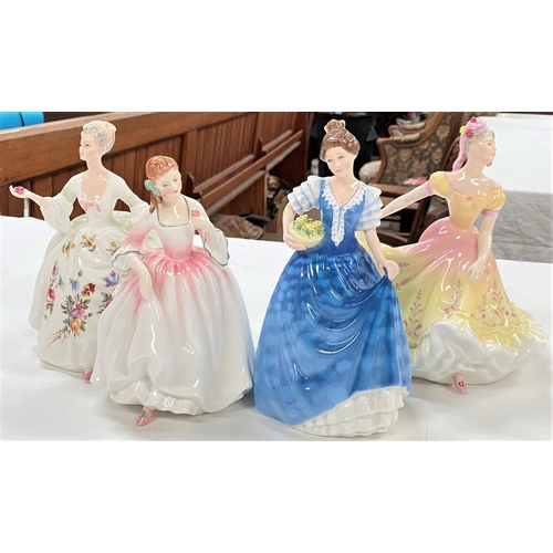 562 - Four Royal Doulton figures:  Helen HN3601; Ninette HN2379 (hairline crack to base and lower bac... 