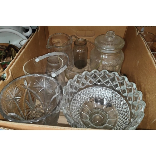 167 - A selection of cut glass bowls, storage jars etc