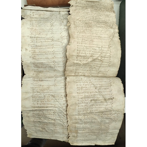 216 - ROLL OF LOANS promised to CHARLES I by individuals in the Hundred of Salford, 1627. Manuscript roll ... 