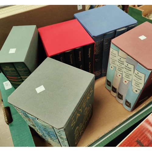 233 - FOLIO SOCIETY BOXED SETS: Hemingway, Sayers, Maughan, The Decameron, Great Stories of Crime