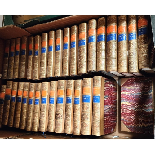 245A - Walter Scott: part set 33 vols, quarter calf and a selection of other leather bound books