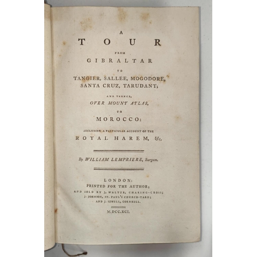 267 - LEMPRIERE (William) - A Tour from Gibraltar to Tangier ..... 1st edition, folding map, full tree cal... 