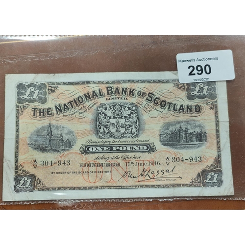 290 -  National Bank of Scotland £1 1946