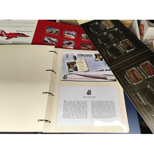 308 - CONCORDE : 10 postal covers signed by Concorde Captains in album, a Concorde 50p, Red Arrow Ingots e... 