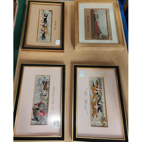 60 - 4 19th century Stevengraph silk pictures, framed