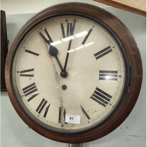 61 - An early 20th century school clock, 12