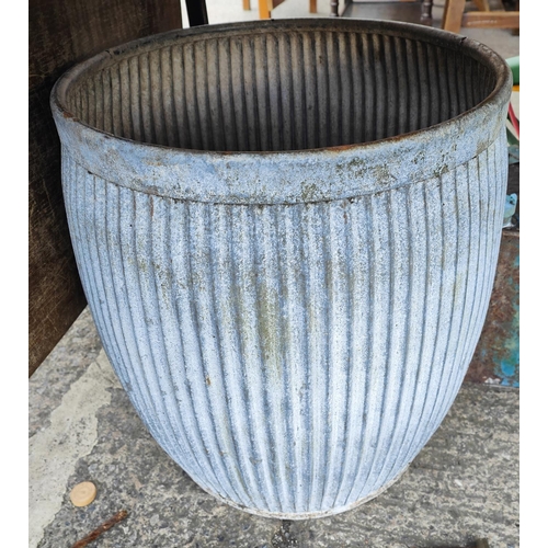 64 - A galvanised ribbed washing tub, circular, 51cm.