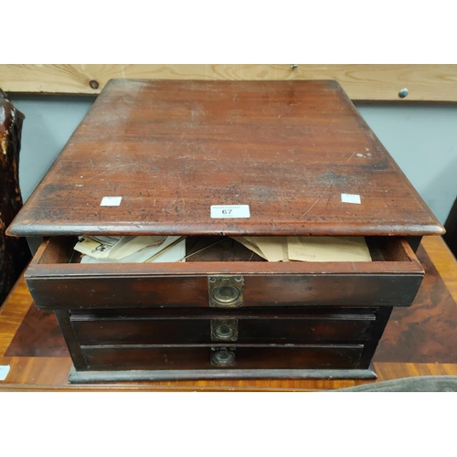 67 - A 19th century mahogany 4 drawer engineers cabinet, 42 x 43 x 26cm