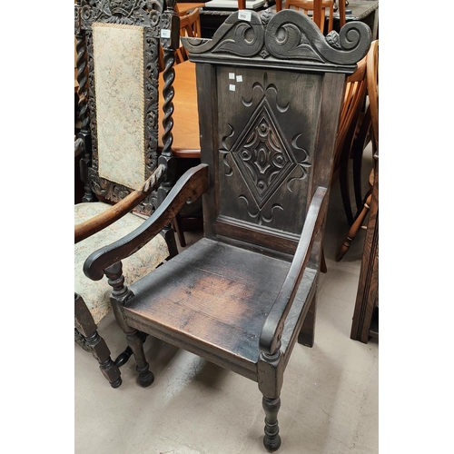 950 - A wainscot armchair (a.f)