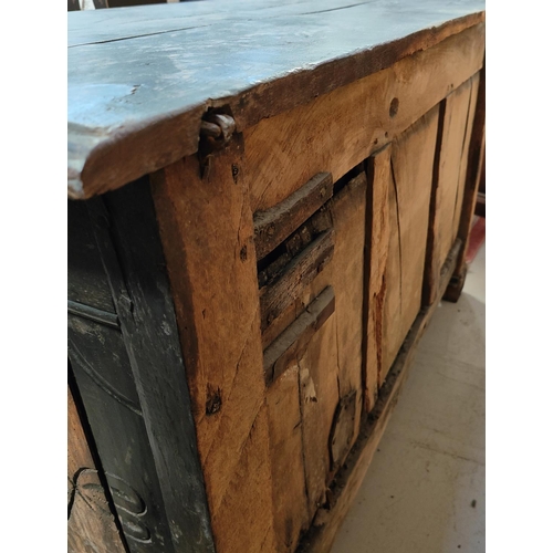 959 - A 19th century 3 panel oak blanket chest with single drawer under (a.f) 133 x 60 x 82cm high