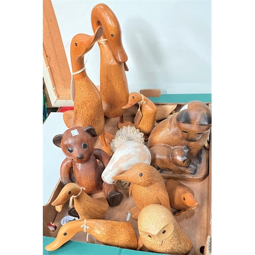38a - A selection of carved wooden figures, ducks & other animals.