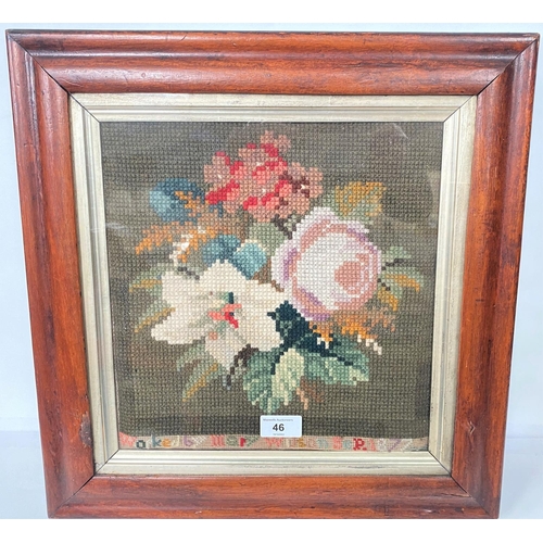 46 - 2 19th century needlework tapestries and other needlework pictures