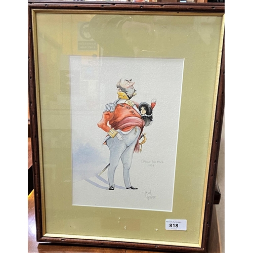 818 - Two framed watercolours, one of an 1809 Foot Sergeant and an Officer, signed