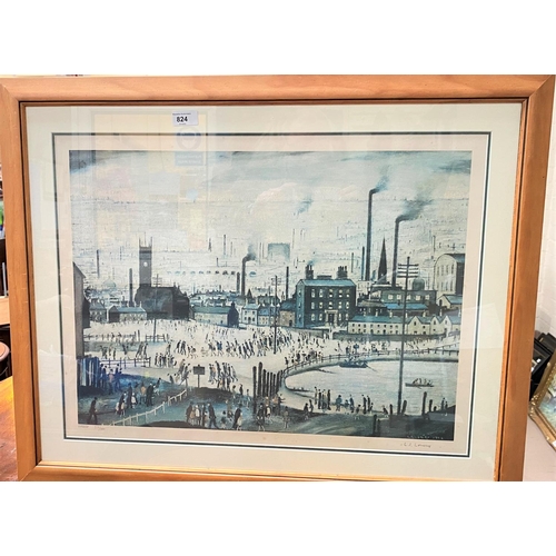 824 - After Laurence Stephen Lowry: Limited print 'An Industrial town' signed in pencil, framed and glazed... 