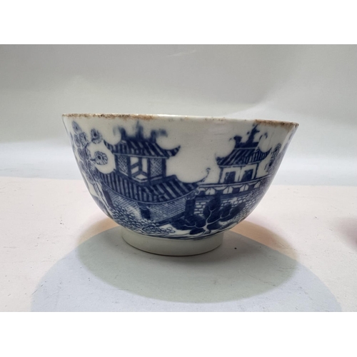 455 - Two Chinese blue and white tea bowls, one decorated with bats and moths etc.