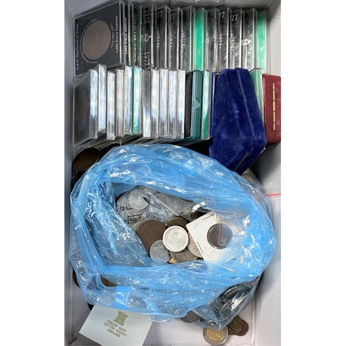 429D - Coins.  GB assortment in box incl sealed 1/2p, crowns, old penny's, pre decimal etc.  Some... 