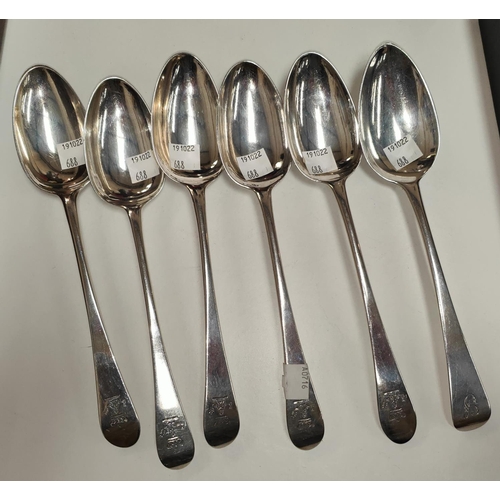 688 - A set of 4 Scottish silver soup spoons Glasgow ........, maker PR 7.2oz and another 19th century tab... 