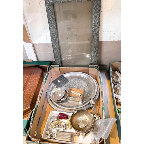 693 - A selection of silver plate, pewter framed mirror etc