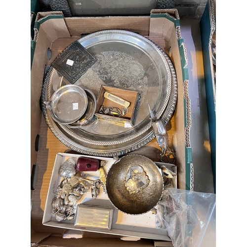 693 - A selection of silver plate, pewter framed mirror etc