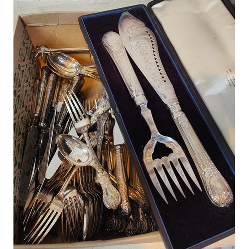 653 - A selection of silver plated cutlery some loose some boxed